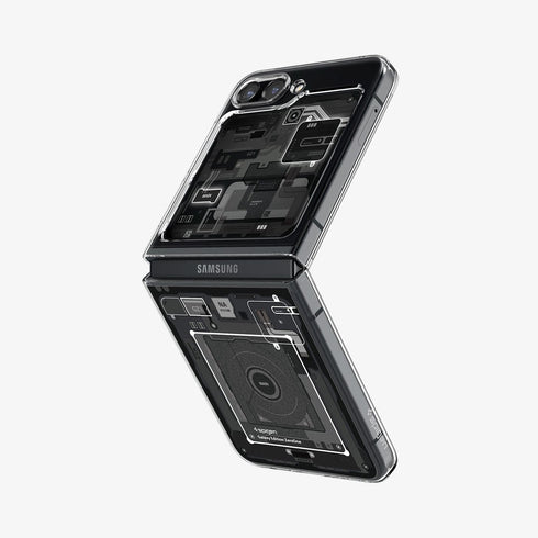 ACS06971 - Galaxy Z Flip 5 Case AirSkin Zero One showing the back with phone fully open